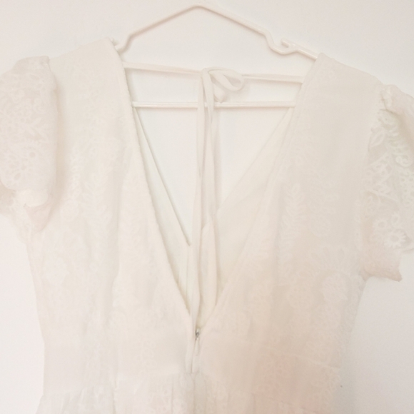 Rebellion White Lace Open Back V Neck Dress - Picture 8 of 11